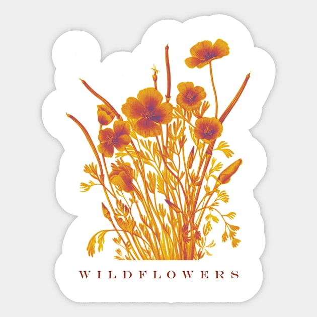 Orange Wildflowers Sticker by vintageinspired